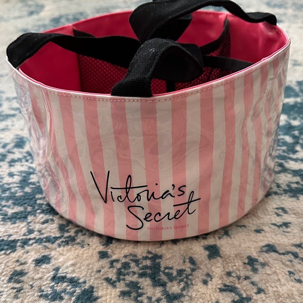 Rare Victoria's Secret Pink and White makeup bag tote organizer nwt cute